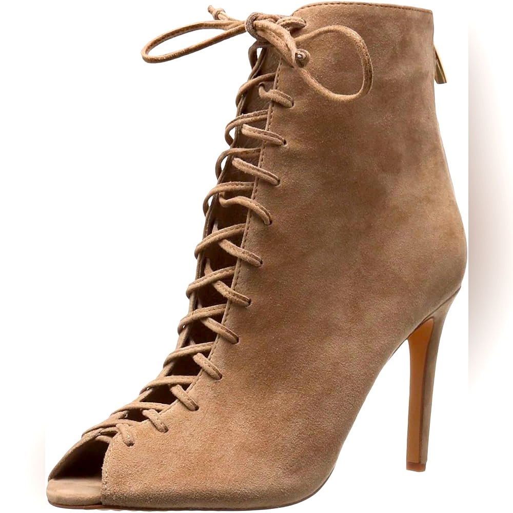 Vince Camuto Kelby Sandals Suede Peep Toe New Size 10 Booties Lace Up